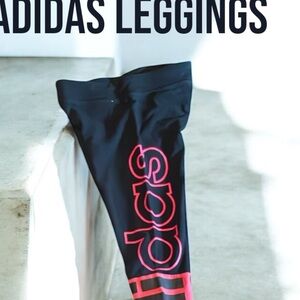 Adidas Black and Pink performance girl’s SZ 12 Athletic Leggings High waist